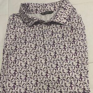 Level wear Men's Patterned Polo Shirt - Purple and White